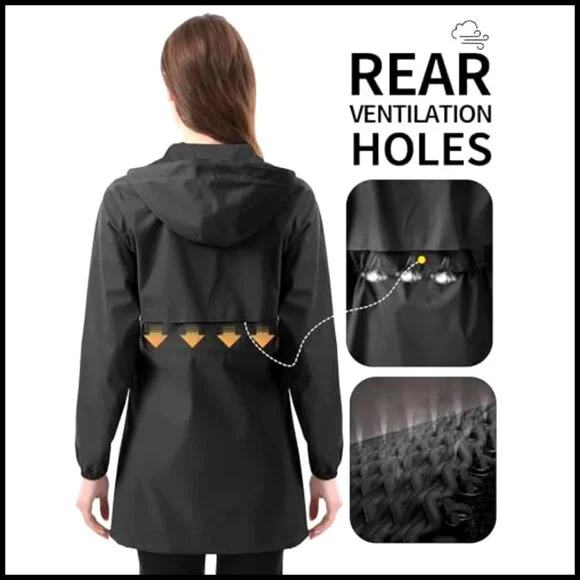 Women's Waterproof Raincoat Hooded Lightweight Packable Outdoor Jacket
